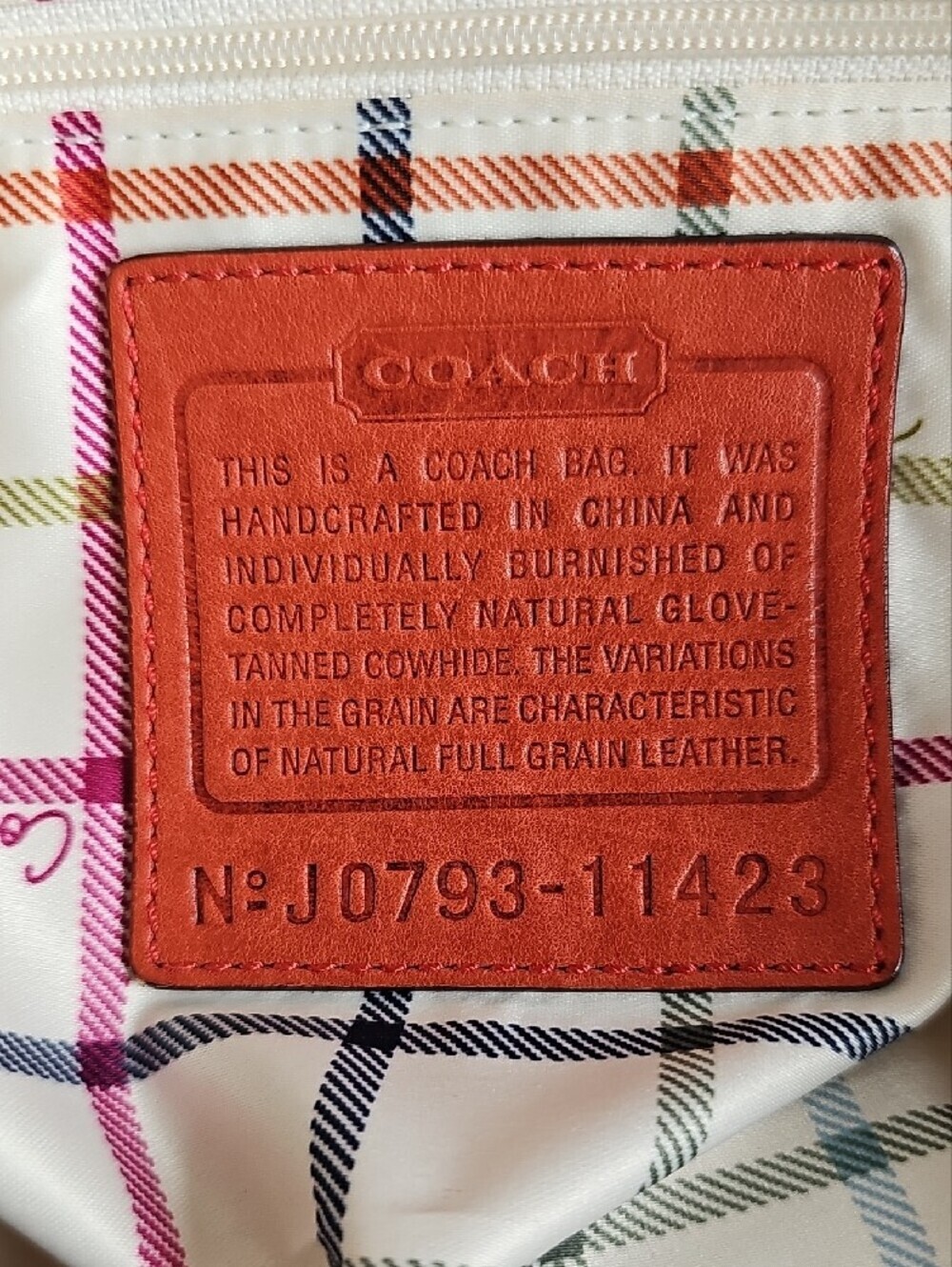 Coach 2007 Bleecker Tattersall Large XL Duffel Bucket Bag Vermilion 11423 Rare - Picture 11 of 12